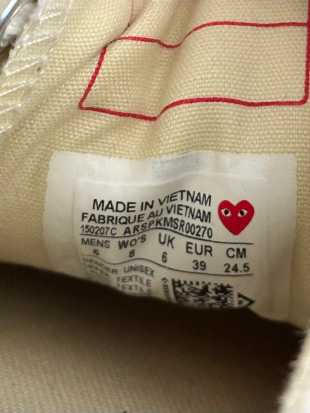 Converse x CDG Cream Low-Top Sneakers - Picture 4 of 5